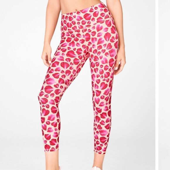 Fabletics Define PowerHold® High-Waisted 7/8 Legging Rose Petal Print Size XL - Picture 1 of 12